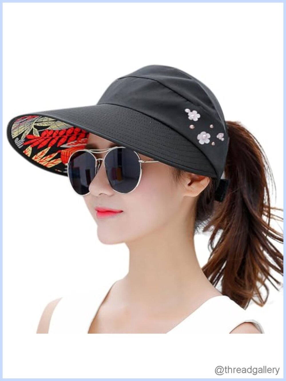 Wide Brim Sun Hat UV Protection Packable Foldable Chinstrap